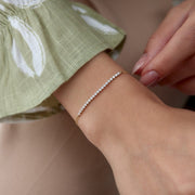 14k Gold Minimal Bracelet with Row Stones, 14k Solid Gold Bracelet, Gold Bracelet for women, Solid Gold Bracelet