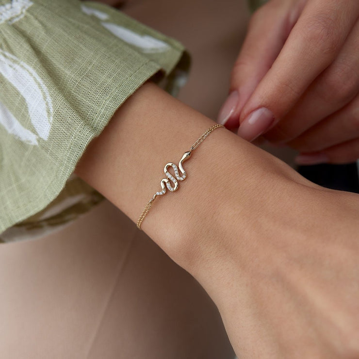 14k Gold Snake Bracelet, 14k Solid Gold Bracelet, Gold Bracelet for women, Solid Gold Bracelet