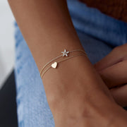 14k Gold Fancy Heart Double Bracelet, 14k Solid Gold Bracelet, Gold Bracelet for women, Solid Gold Bracelet