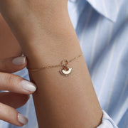 14k Gold Mini Fan Bracelet, 14k Solid Gold Bracelet, Gold Bracelet for women, Solid Gold Bracelet