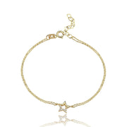 14k Gold Star Bracelet, 14k Solid Gold Bracelet, Gold Bracelet for women, Solid Gold Bracelet