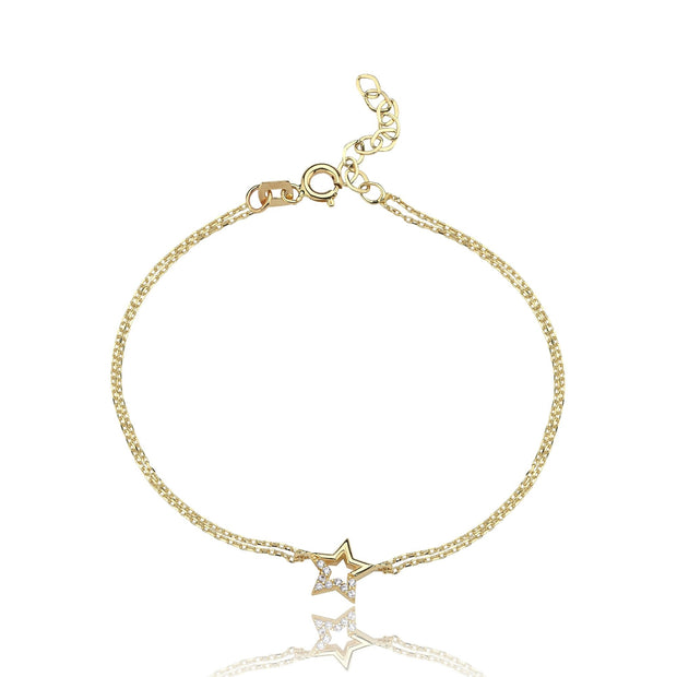 14k Gold Star Bracelet, 14k Solid Gold Bracelet, Gold Bracelet for women, Solid Gold Bracelet