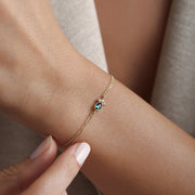 14k Gold Green Drop Bracelet, 14k Solid Gold Bracelet, Gold Bracelet for women, Solid Gold Bracelet