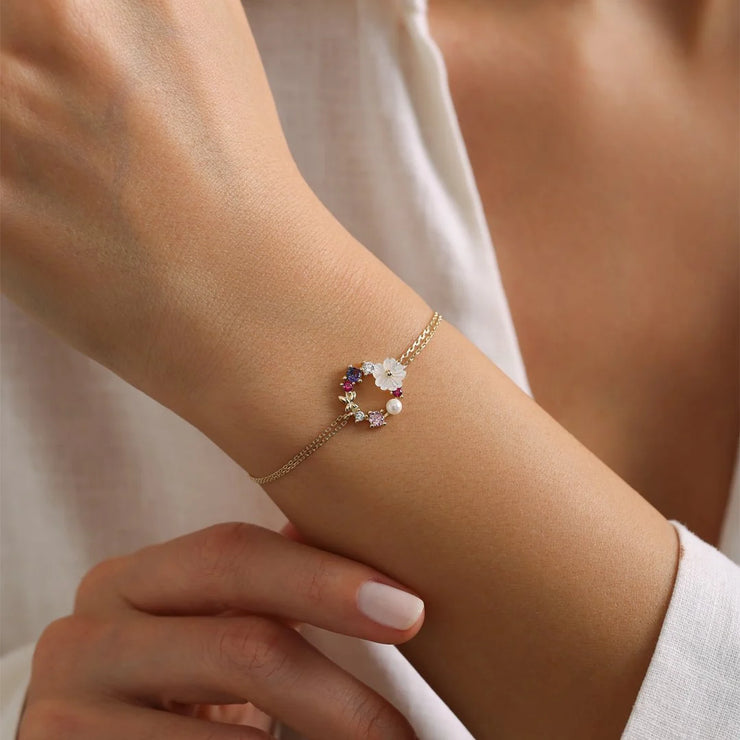 14k Gold Cover Flower Bracelet, 14k Solid Gold Bracelet, Gold Bracelet for women, Solid Gold Bracelet