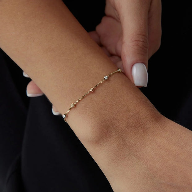 14k Gold Minimal Dorica Bracelet, 14k Solid Gold Bracelet, Gold Bracelet for women, Solid Gold Bracelet