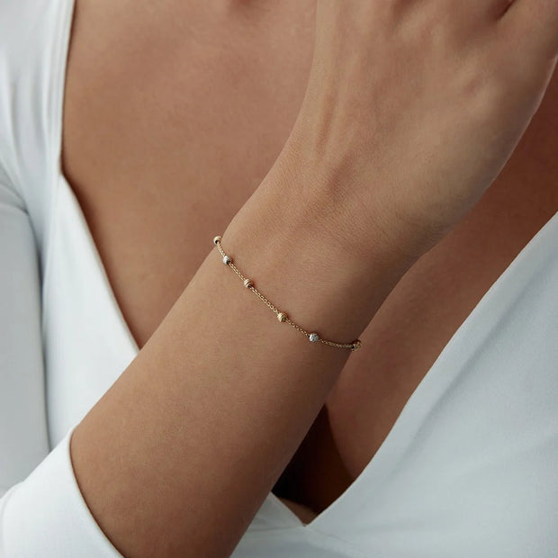 14k Gold Minimal Dorica Bracelet, 14k Solid Gold Bracelet, Gold Bracelet for women, Solid Gold Bracelet