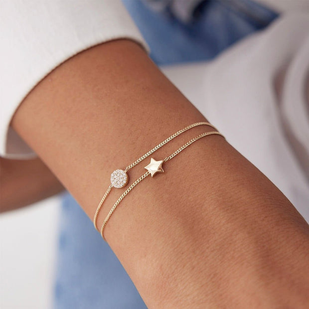 14k Gold Circle Stone Bracelet, 14k Solid Gold Bracelet, Gold Bracelet for women, Solid Gold Bracelet