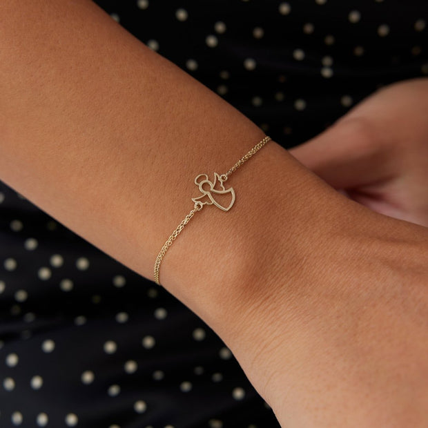 14k Gold Angel Bracelet, 14k Solid Gold Bracelet, Gold Bracelet for women, Solid Gold Bracelet