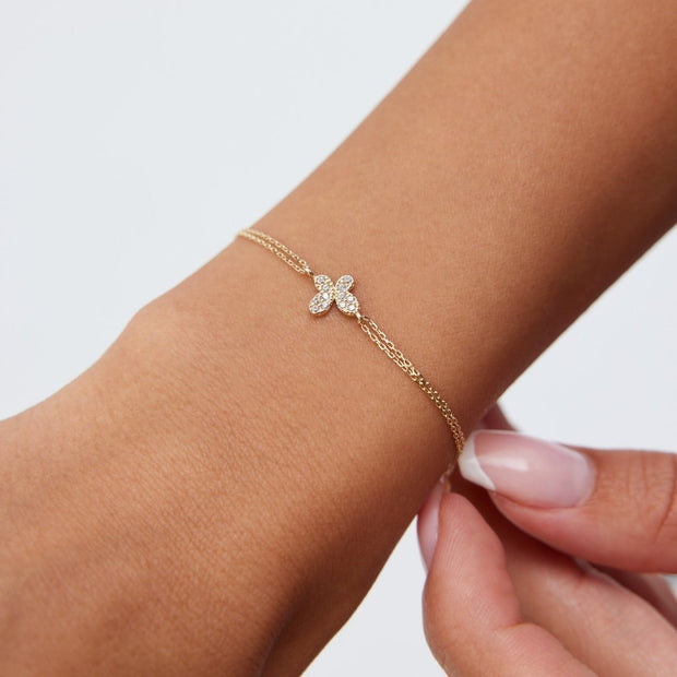14k Gold Butterfly Bracelet, 14k Solid Gold Bracelet, Gold Bracelet for women, Solid Gold Bracelet