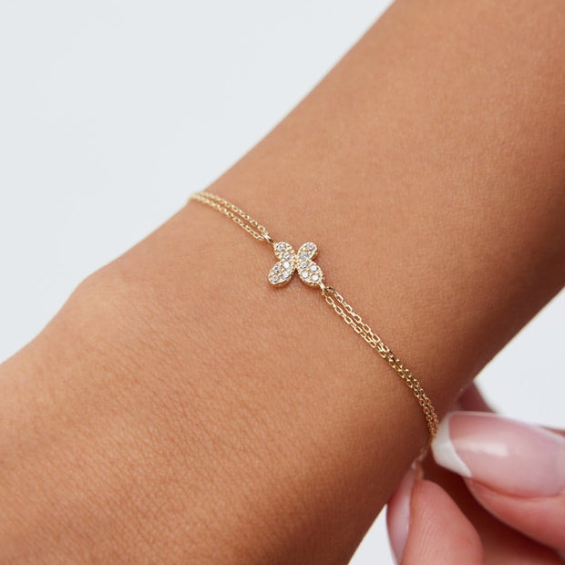 14k Gold Butterfly Bracelet, 14k Solid Gold Bracelet, Gold Bracelet for women, Solid Gold Bracelet