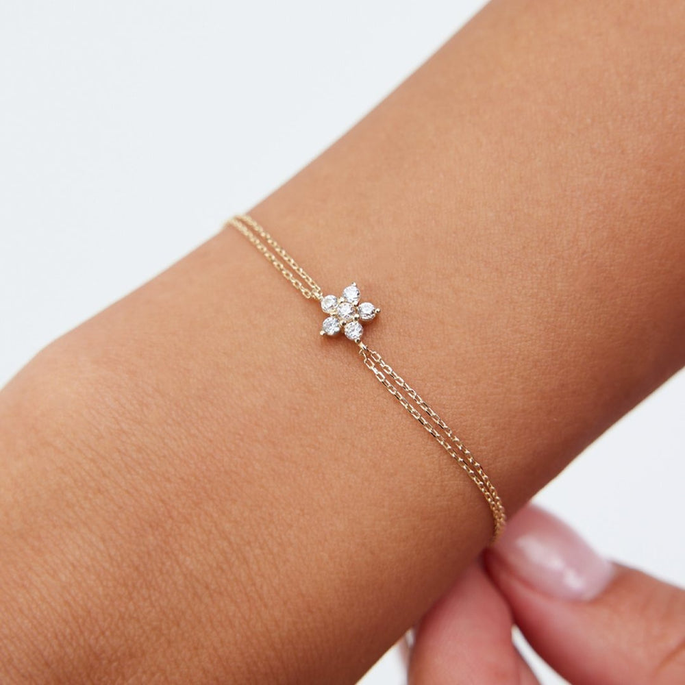 14k Gold Daisy Bracelet, 14k Solid Gold Bracelet, Gold Bracelet for women, Solid Gold Bracelet