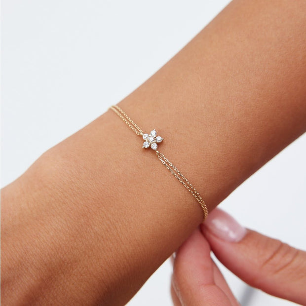 14k Gold Daisy Bracelet, 14k Solid Gold Bracelet, Gold Bracelet for women, Solid Gold Bracelet