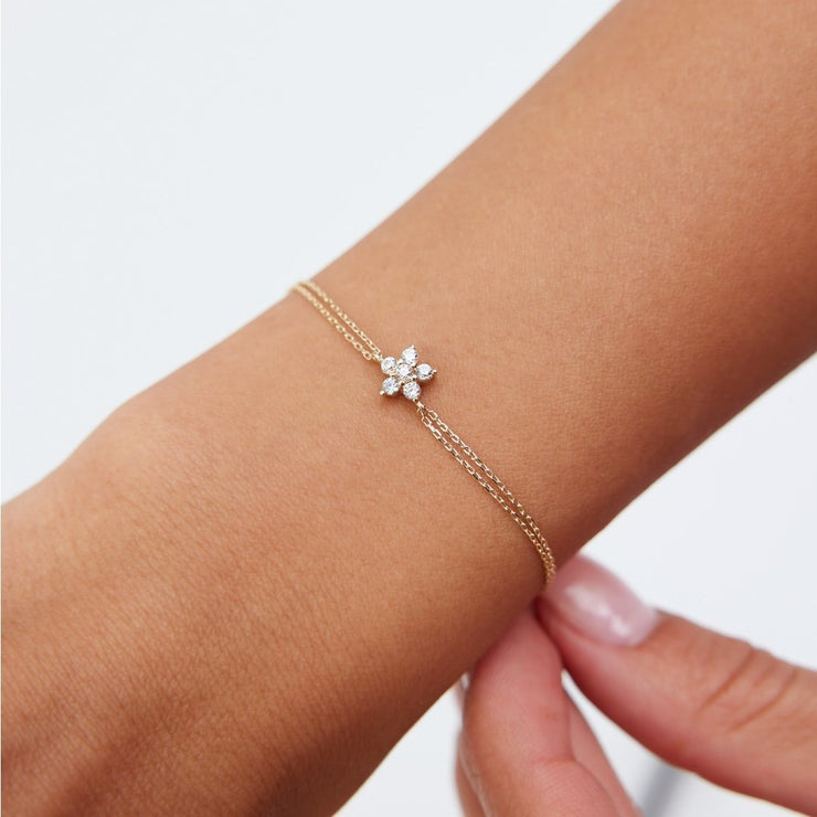 14k Gold Daisy Bracelet, 14k Solid Gold Bracelet, Gold Bracelet for women, Solid Gold Bracelet