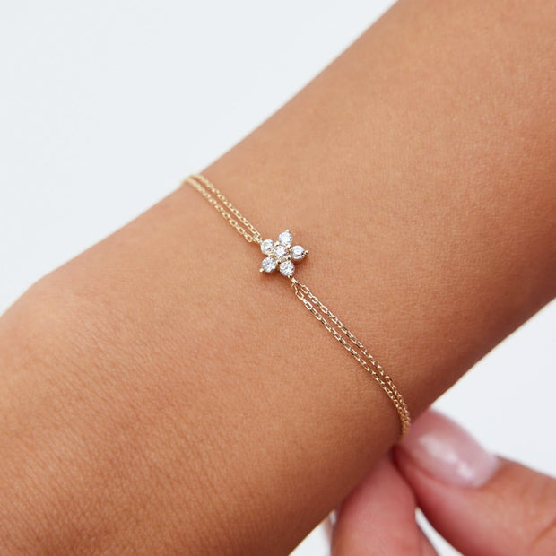 14k Gold Daisy Bracelet, 14k Solid Gold Bracelet, Gold Bracelet for women, Solid Gold Bracelet