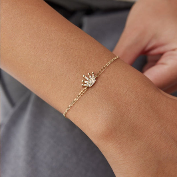 14k Gold Minimal Crown Bracelet, 14k Solid Gold Bracelet, Gold Bracelet for women, Solid Gold Bracelet