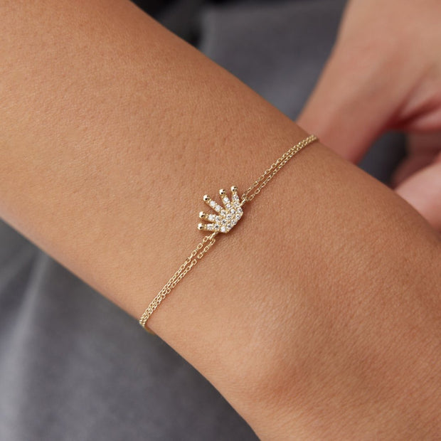 14k Gold Minimal Crown Bracelet, 14k Solid Gold Bracelet, Gold Bracelet for women, Solid Gold Bracelet