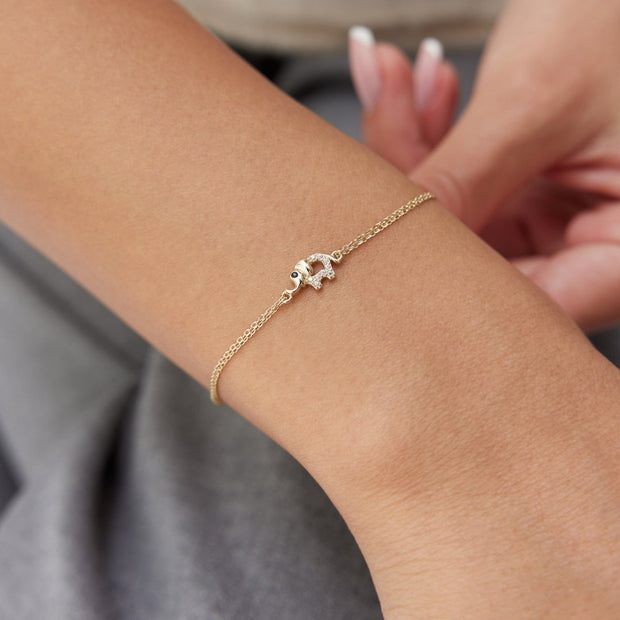 14k Gold Elephant Bracelet, 14k Solid Gold Bracelet, Gold Bracelet for women, Solid Gold Bracelet