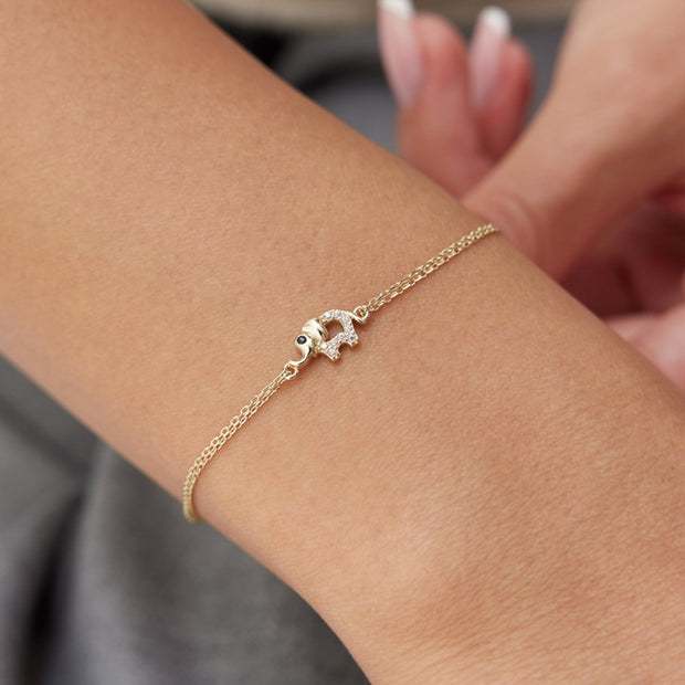 14k Gold Elephant Bracelet, 14k Solid Gold Bracelet, Gold Bracelet for women, Solid Gold Bracelet