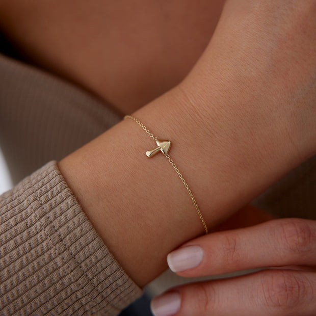14k Gold Mini Mushroom Bracelet, 14k Solid Gold Bracelet, Gold Bracelet for women, Solid Gold Bracelet