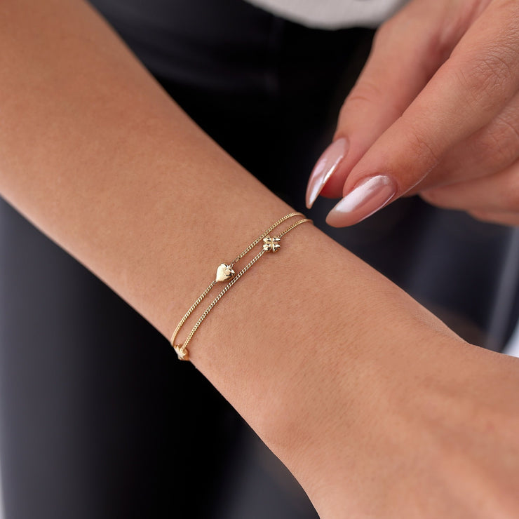 14k Solid Gold Heart Bracelet, 14k Solid Gold Heart Bracelet, 14k Solid Gold Bracelet, Gold Bracelet for women, Solid Gold Bracelet, 