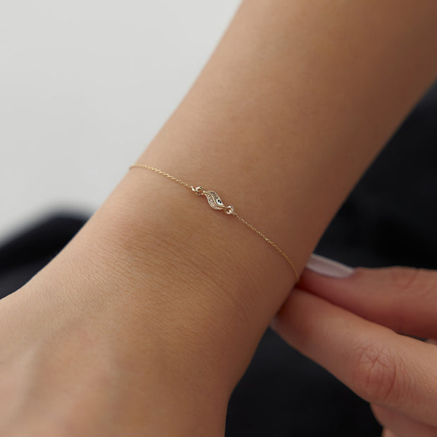 14k Gold Leaf Bracelet, 14k Solid Gold Bracelet, Gold Bracelet for women, Solid Gold Bracelet