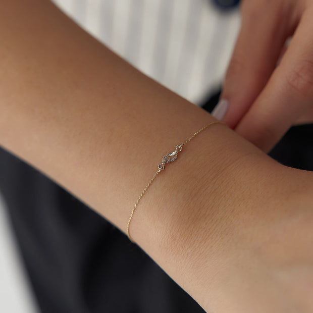 14k Gold Leaf Bracelet, 14k Solid Gold Bracelet, Gold Bracelet for women, Solid Gold Bracelet