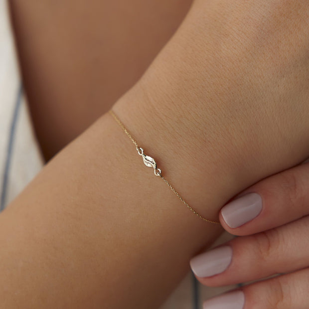 14k Gold Leaf Bracelet, 14k Solid Gold Bracelet, Gold Bracelet for women, Solid Gold Bracelet