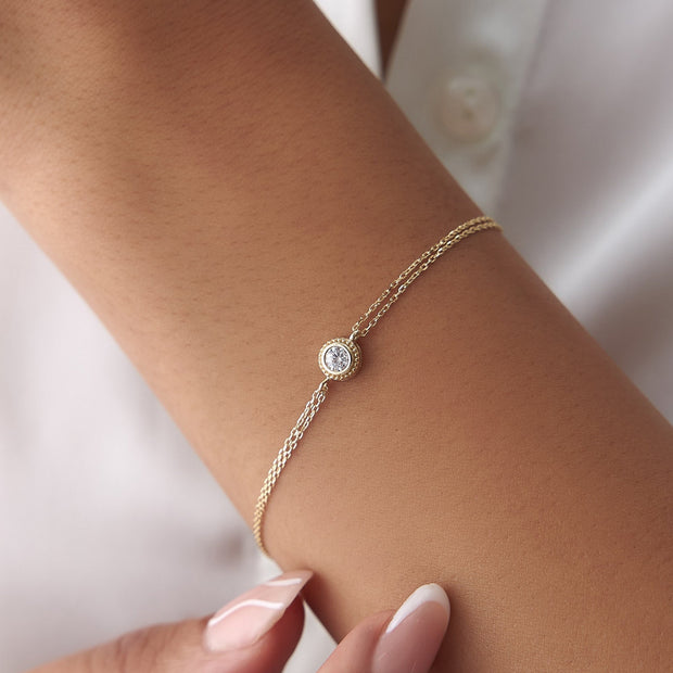 14k Gold Missy Solitaire Bracelet, 14k Solid Gold Bracelet, Gold Bracelet for women, Solid Gold Bracelet