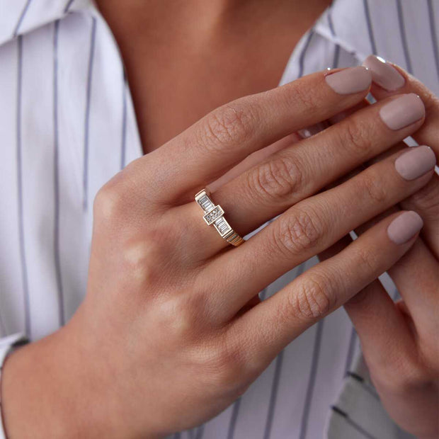 Baguette Ring - Solid 14k Gold Ring