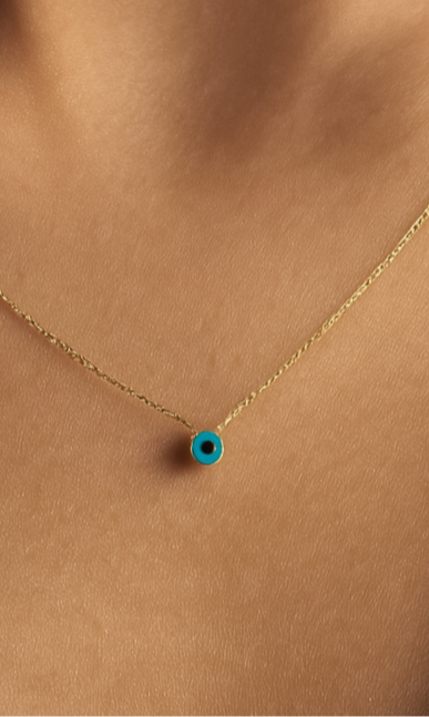 evil eye necklace,,gold evil eye necklace, 14k solid gold