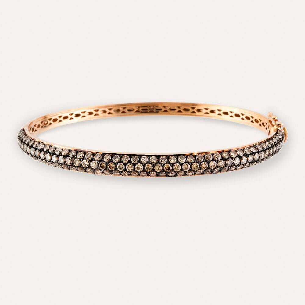 3.29ct Brown Diamond Stone Rose Gold Cuff Bracelet,diamond bracelet, 3.29ct diamond bracelet