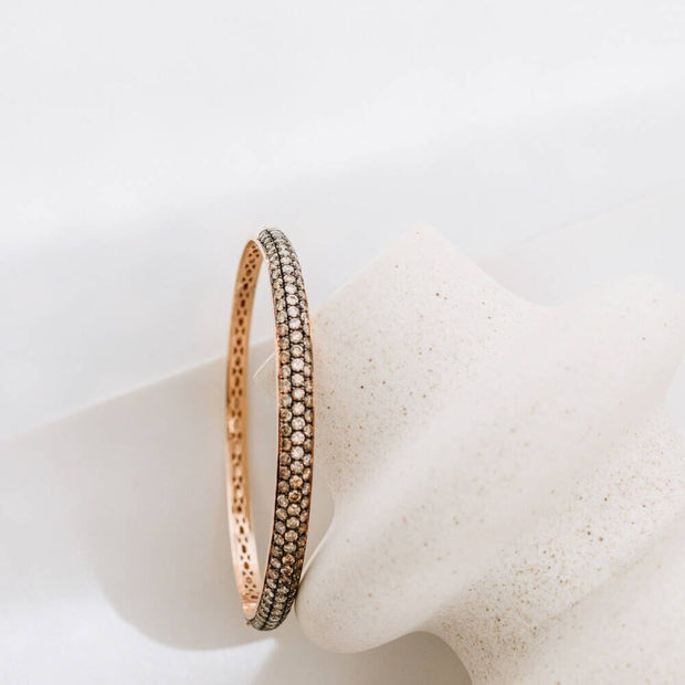 3.29ct Brown Diamond Stone Rose Gold Cuff Bracelet,diamond bracelet, 3.29ct diamond bracelet