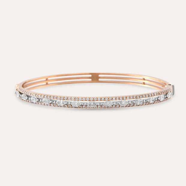 Fortuna 1.76ct Diamond Stone Rose Gold Cuff Bracelet,diamond bracelet, 1.76ct diamond bracelet