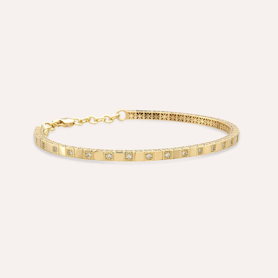 Cubes 0.28ct Diamond Stone Yellow Gold Bracelet,diamond bracelet, 0.28ct diamond bracelet