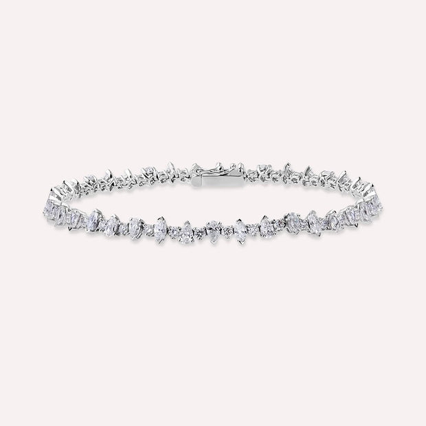 4.10ct White Gold Tennis Bracelet with Drop and Marquise Cut Diamond Stones,diamond bracelet, 4.10ct diamond bracelet