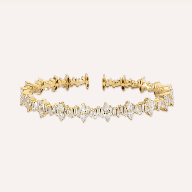 Vinka 3.34ct Yellow Gold Bracelet with Baguette and Drop Cut Diamond Stones,diamond bracelet, 3.34ct diamond bracelet