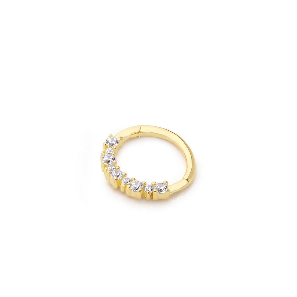 14k Gold Big Small White Stone Helix Piercing