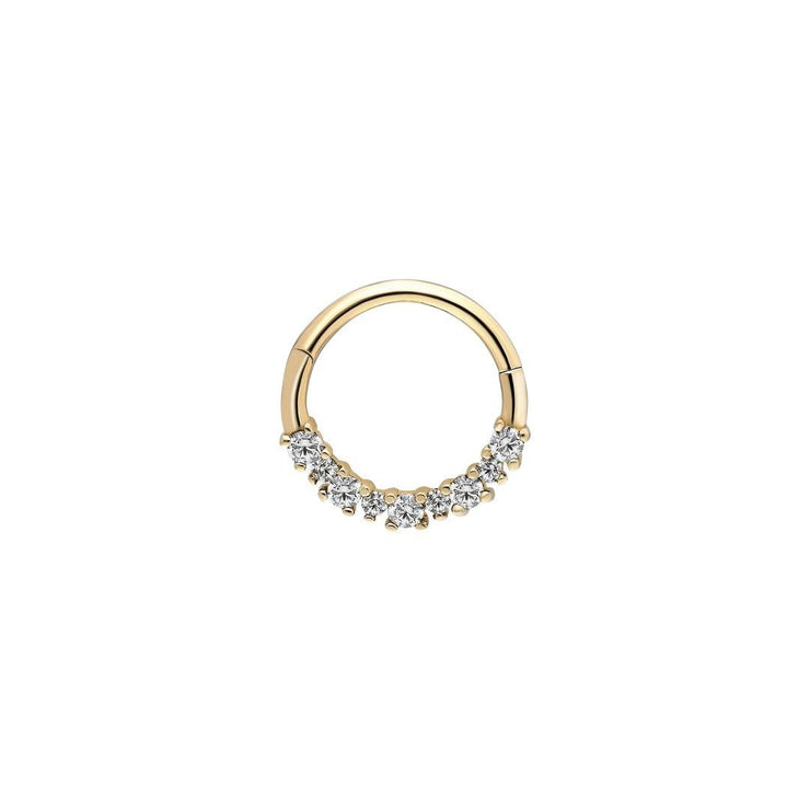 14k Gold Big Small White Stone Helix Piercing