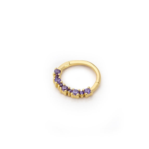 14k Gold Big Small Purple Stone Helix Piercing