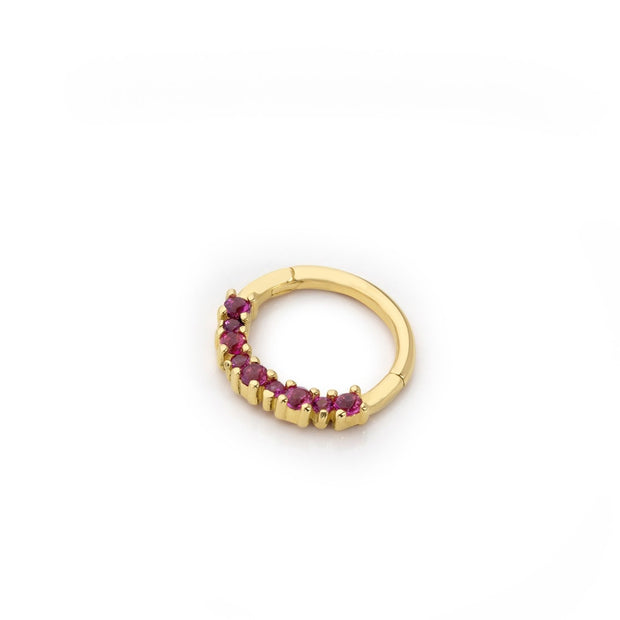 14k Gold Big Small Red Stone Helix Piercing