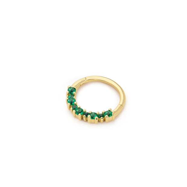 14k Gold Big Small Green Stone Helix Piercing