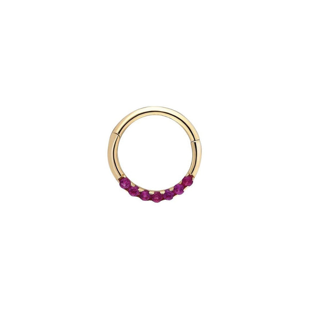 14k Gold Embedded Red Stone Helix Piercing