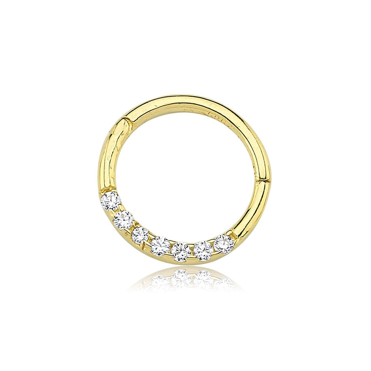 14k Gold Embedded White Stone Helix Piercing