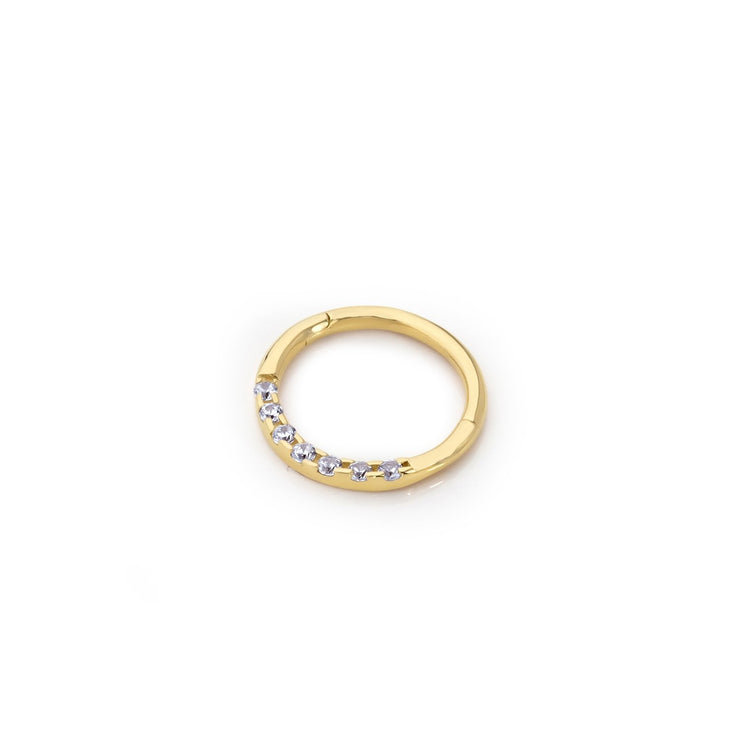 14k Gold Embedded White Stone Helix Piercing