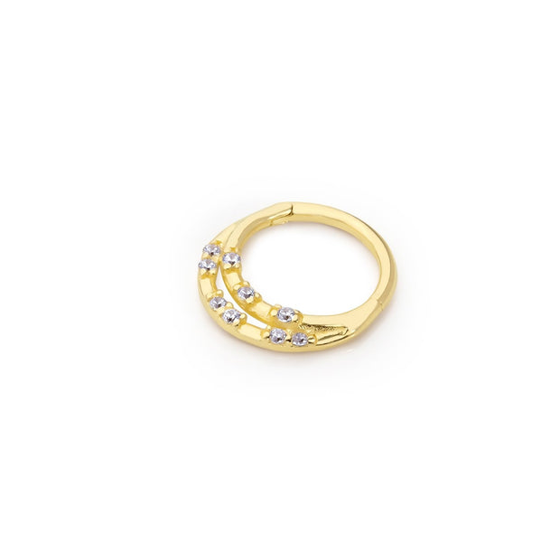 14k Gold Double Row Stone Helix Piercing