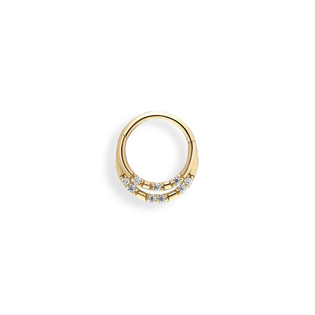 14k Gold Double Row Stone Helix Piercing