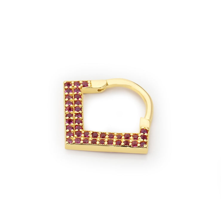 14k Gold Red Stone Triangle Helix Piercing