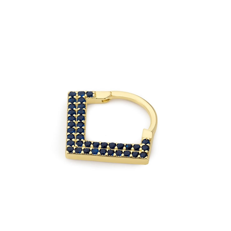 14k Gold Lapis Blue Stone Triangle Helix Piercing