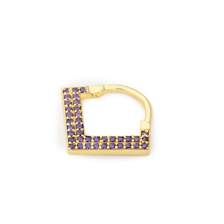 14k Gold Purple Stone Triangle Helix Piercing