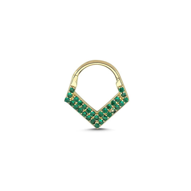 14k Gold Green Stone Helix Piercing